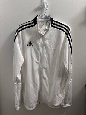 adidas White Track Jacket with Black 3-Stripe Detailing